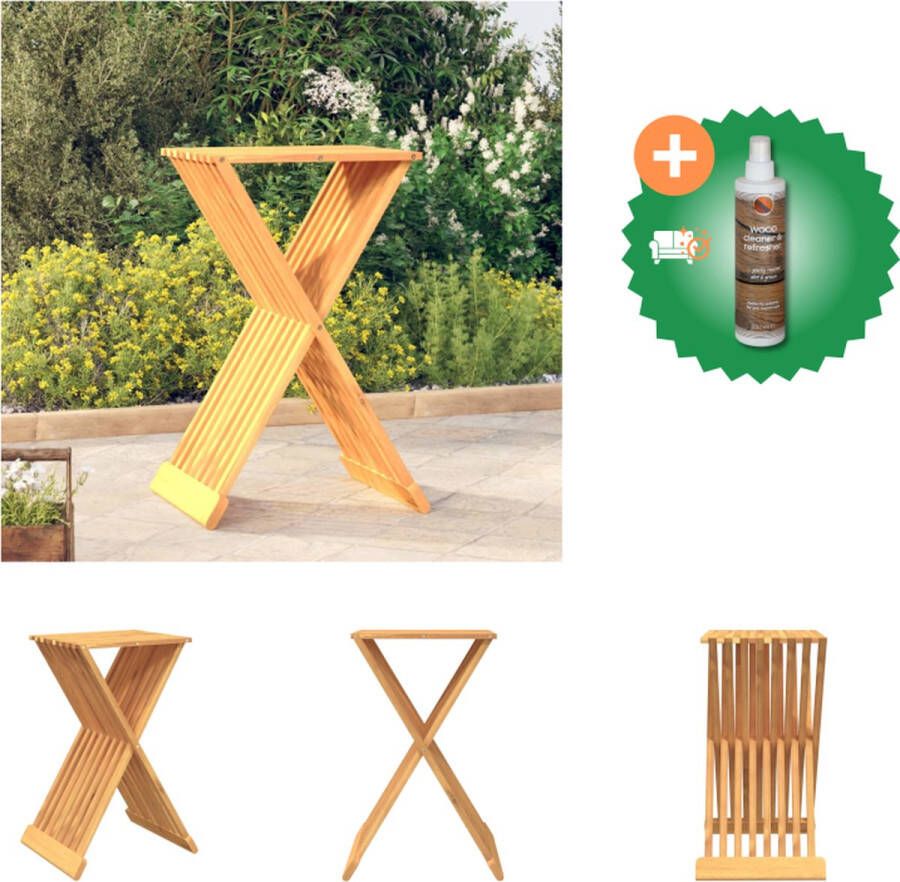 VidaXL Inklapbare tuinkrukken Massief teakhout 40x32.5x70 cm Bruin Krukje Inclusief Houtreiniger en verfrisser