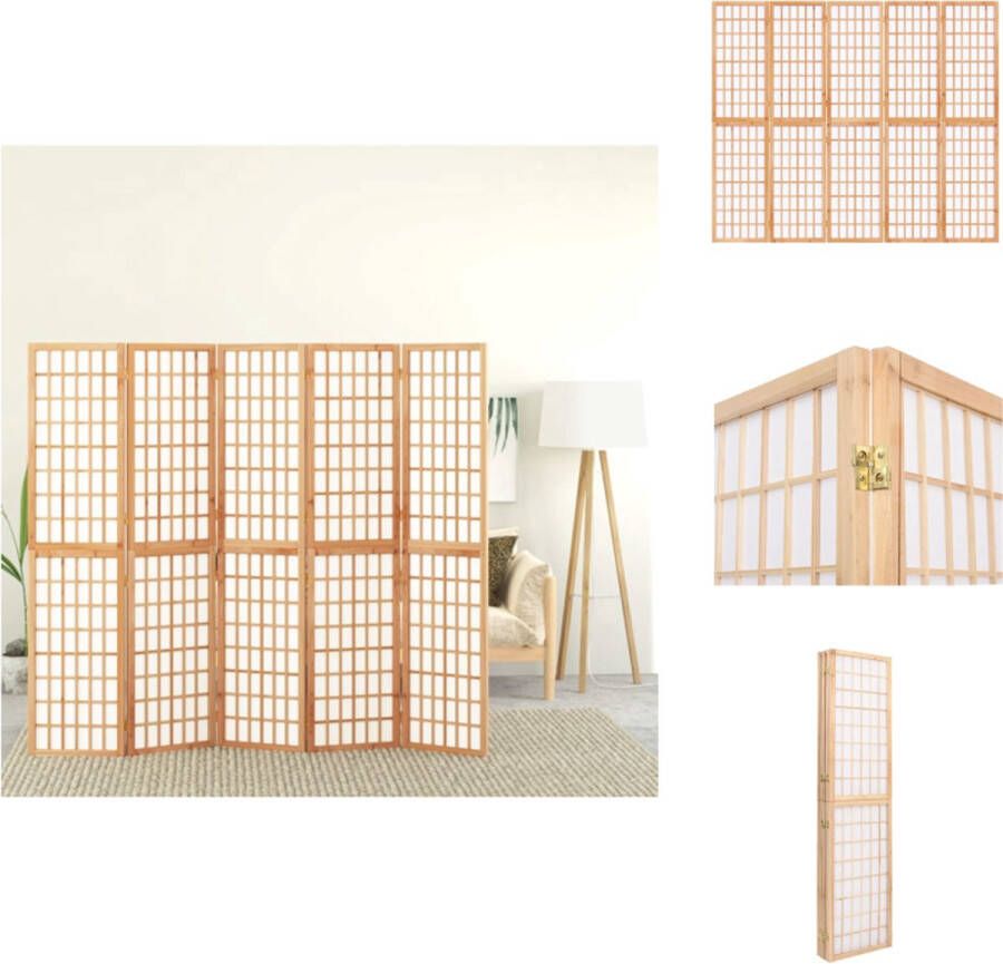 VidaXL Kamerscherm Kamerschermen Privacyscherm Ruimteverdelingsscherm Kamerscherm inklapbaar 5 panelen Japanse stijl 200x170 cm