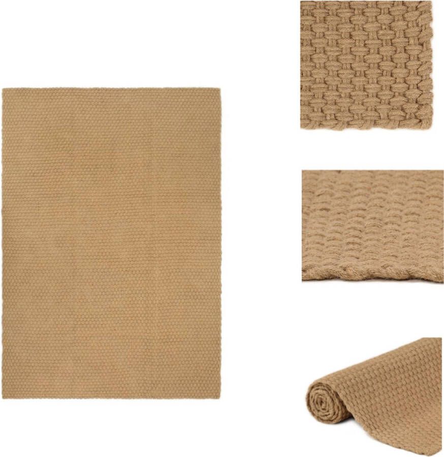 vidaXL Jute Tapijt 80x160 cm Natuurlijke jutetint 2x2 breipatroon Duurzaam materiaal Vloerkleed