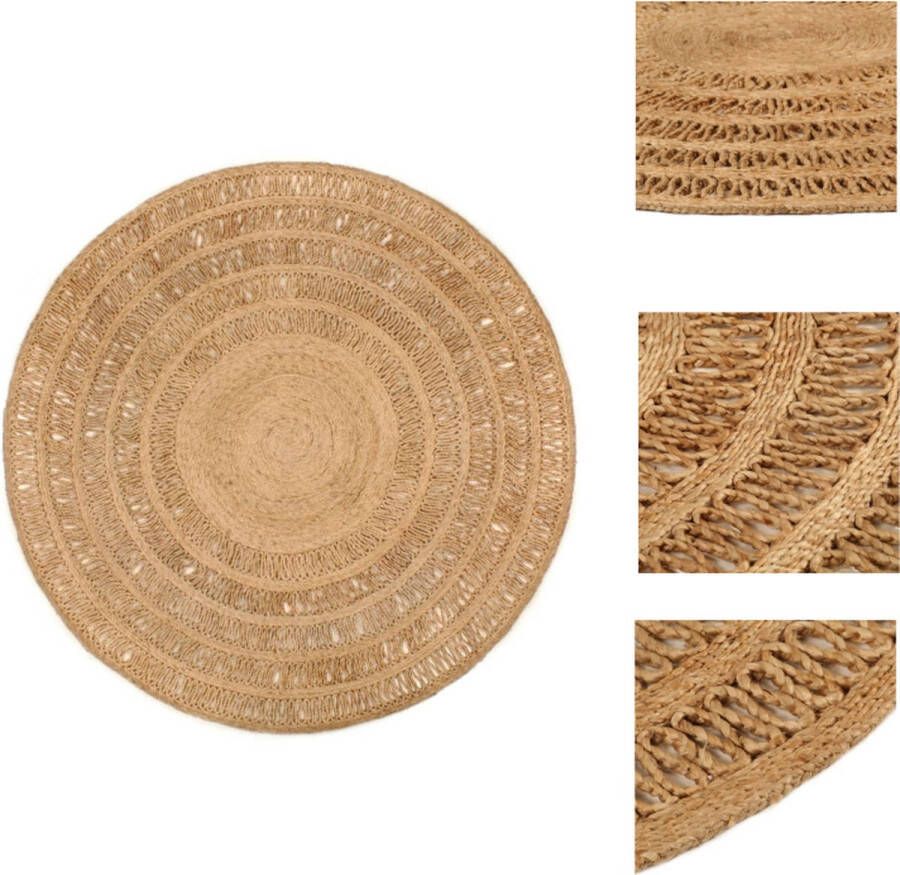 VidaXL Jute Tapijt Rond 180 cm Diameter Natuurlijke toon Handgemaakt Vloerkleed