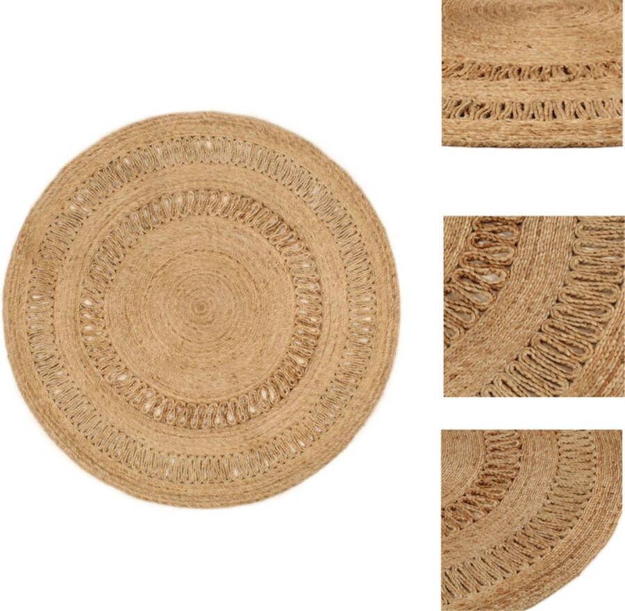 VidaXL Jute Tapijt Ronde 150 cm Diameter Handgemaakt Vloerkleed