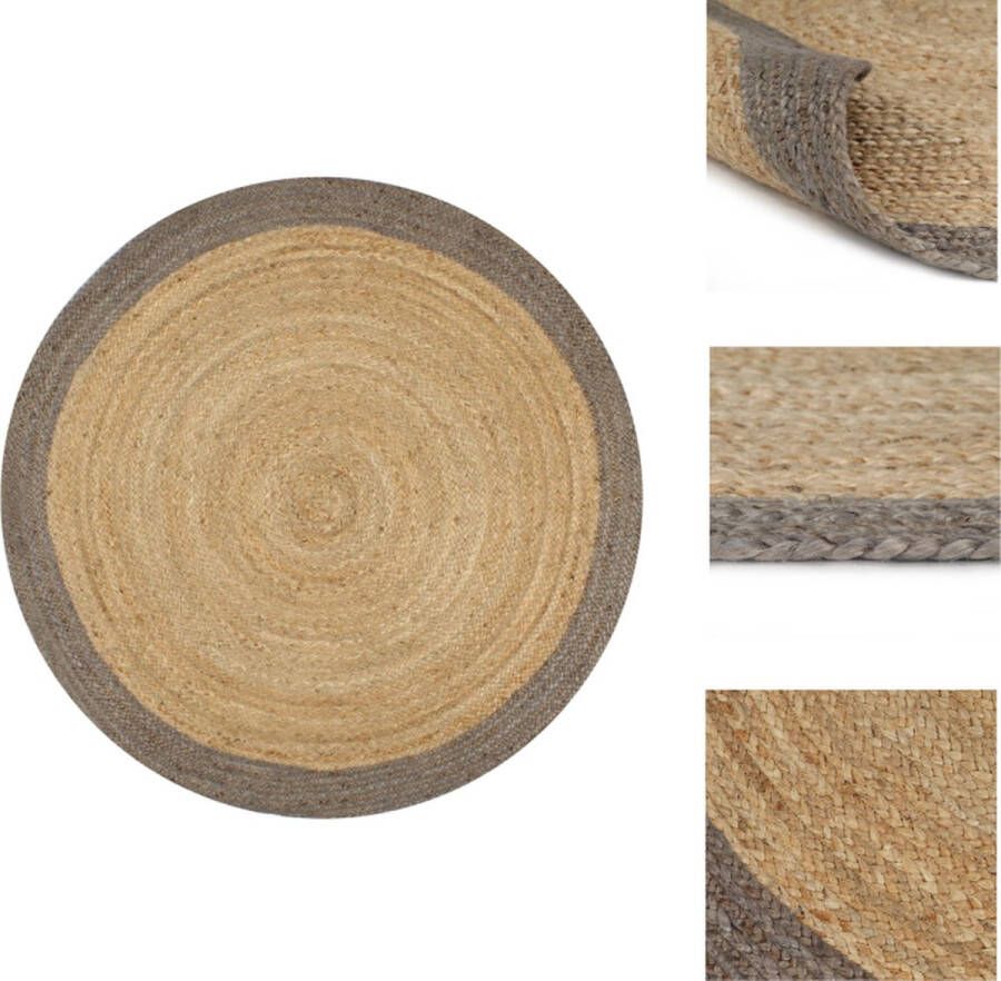 VidaXL Jute vloertapijt 90 cm diameter Handgemaakt Natuurlijk en grijs Aantrekkelijke textuur Vloerkleed