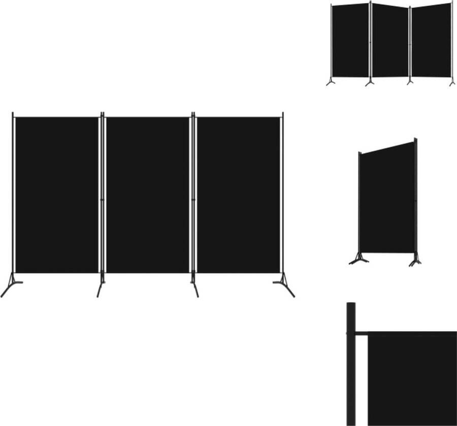 VidaXL Kamerscherm 3 panelen 260 x 180 cm zwart Stof (100% polyester) en gepoedercoat ijzer Kamerscherm