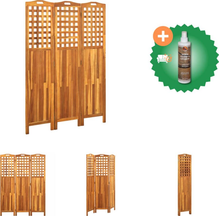 VidaXL Kamerscherm met 3 panelen 121x2x170 cm massief acaciahout Kamerscherm Inclusief Houtreiniger en verfrisser
