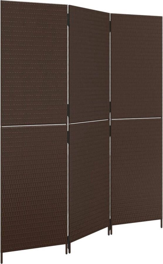 VidaXL -Kamerscherm-3-panelen-poly-rattan-bruin - Foto 3