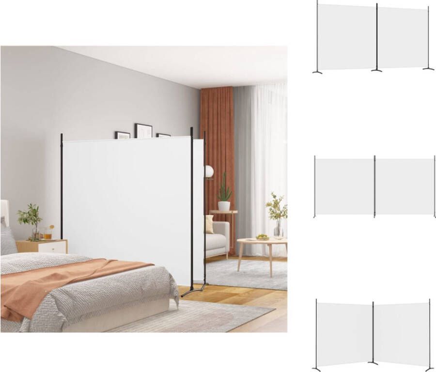 VidaXL Kamerscherm Kamerschermen Scheidingswand Ruimteverdeler Kamerscherm met 2 panelen 348x180 cm stof wit - Foto 3