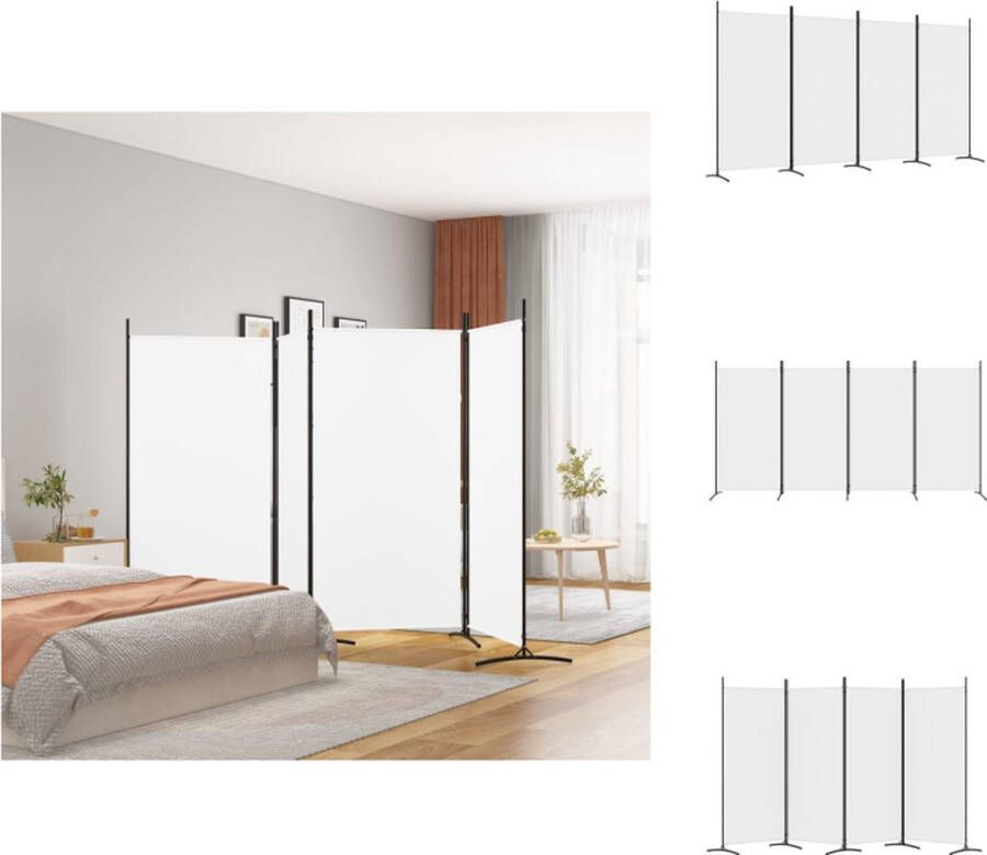 VidaXL Kamerscherm Kamerschermen Scheidingswand Ruimteverdeler Kamerscherm met 4 panelen 346x180 cm stof wit - Foto 2