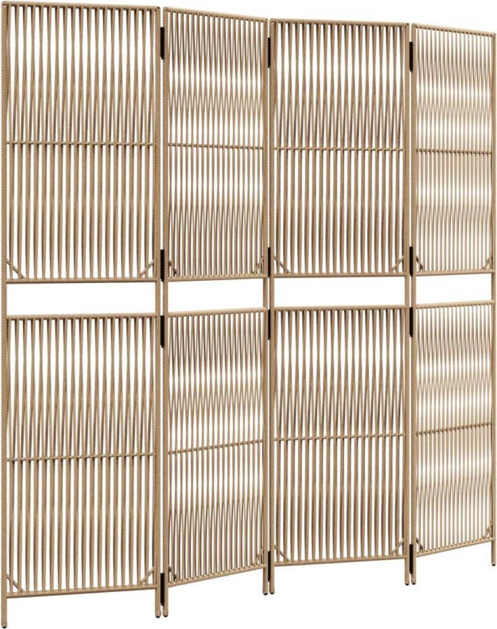 VidaXL -Kamerscherm-4-panelen-poly-rattan-beige - Foto 3