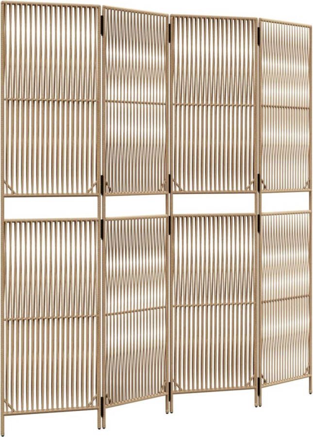 VidaXL -Kamerscherm-4-panelen-poly-rattan-beige - Foto 3