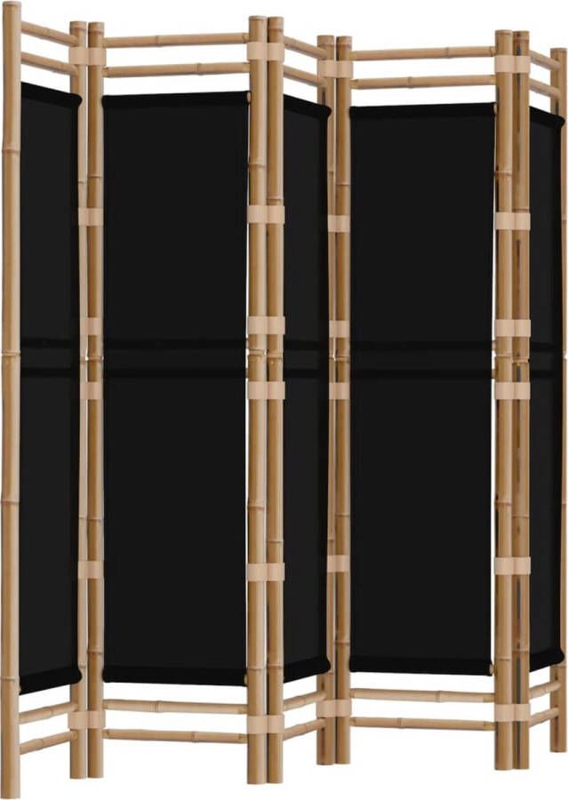 VidaXL -Kamerscherm-5-panelen-inklapbaar-200-cm-bamboe-en-canvas