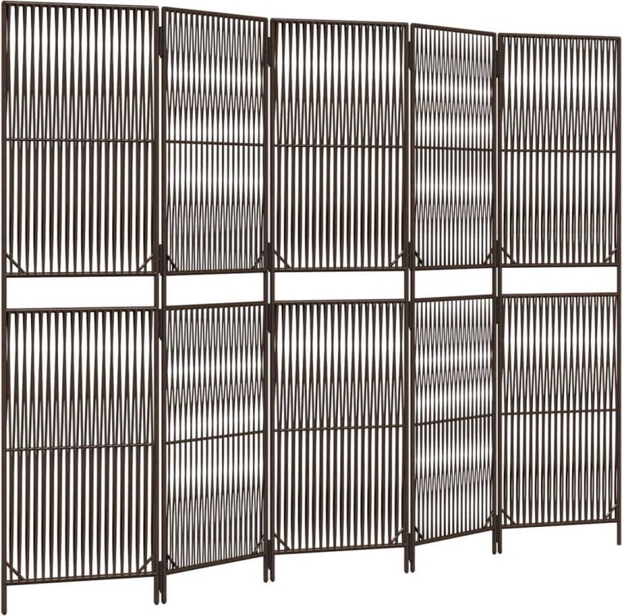 VidaXL -Kamerscherm-5-panelen-poly-rattan-bruin - Foto 3