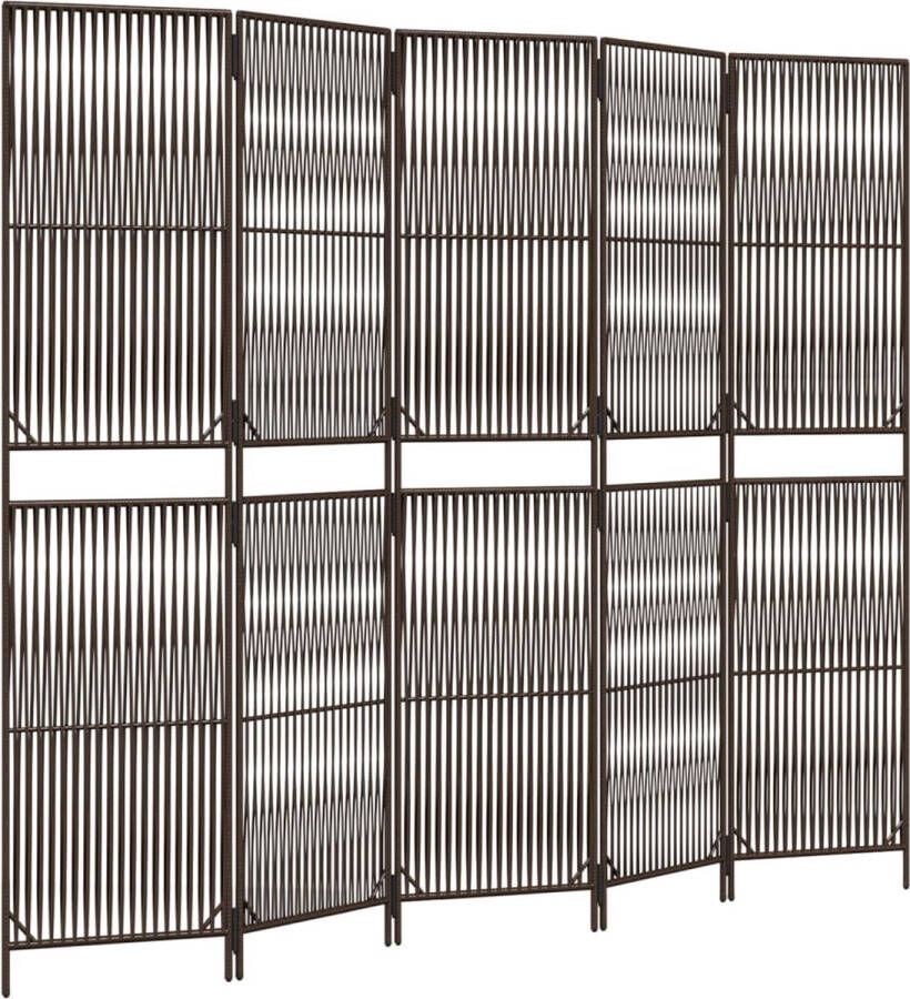 VidaXL -Kamerscherm-5-panelen-poly-rattan-bruin - Foto 3