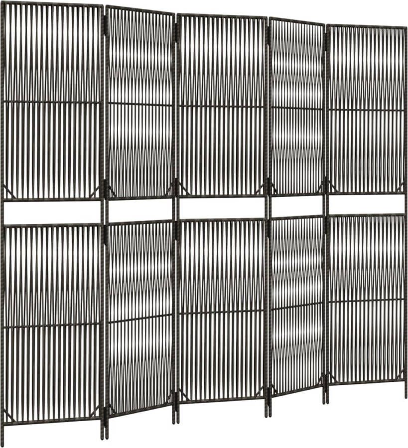 VidaXL -Kamerscherm-5-panelen-poly-rattan-grijs - Foto 3