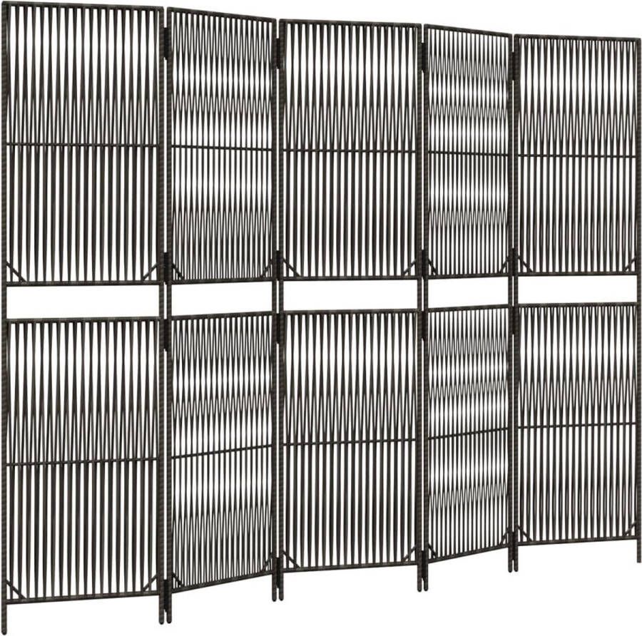 VidaXL -Kamerscherm-5-panelen-poly-rattan-grijs - Foto 3