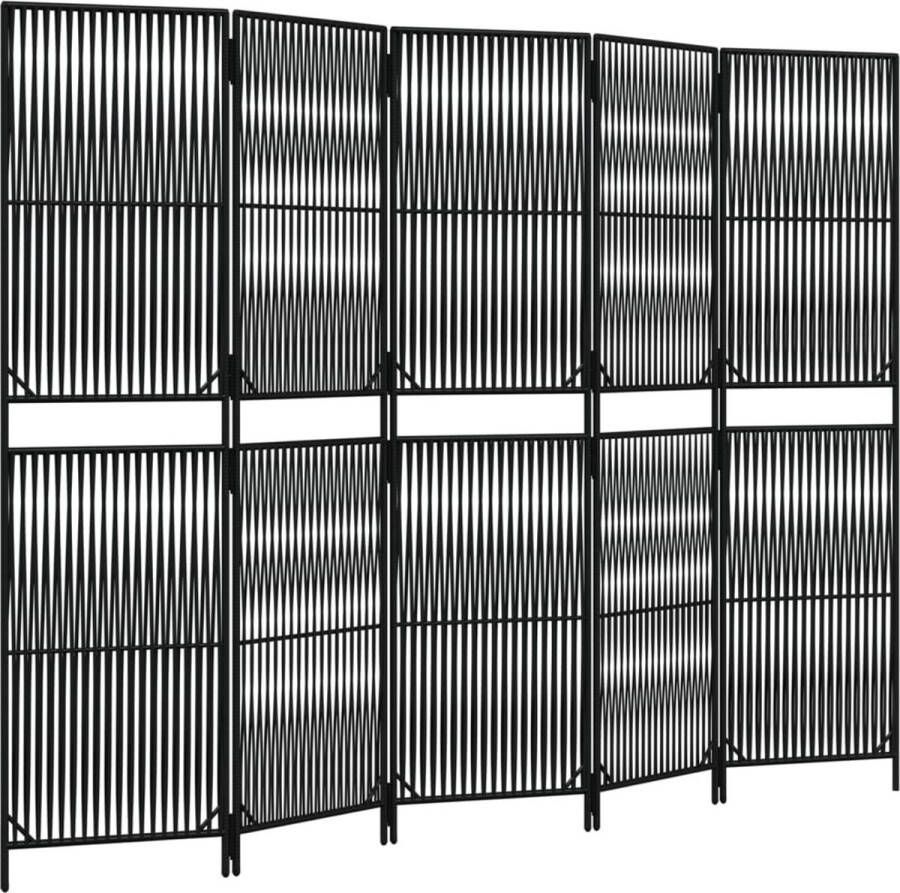 VidaXL -Kamerscherm-5-panelen-poly-rattan-zwart - Foto 3