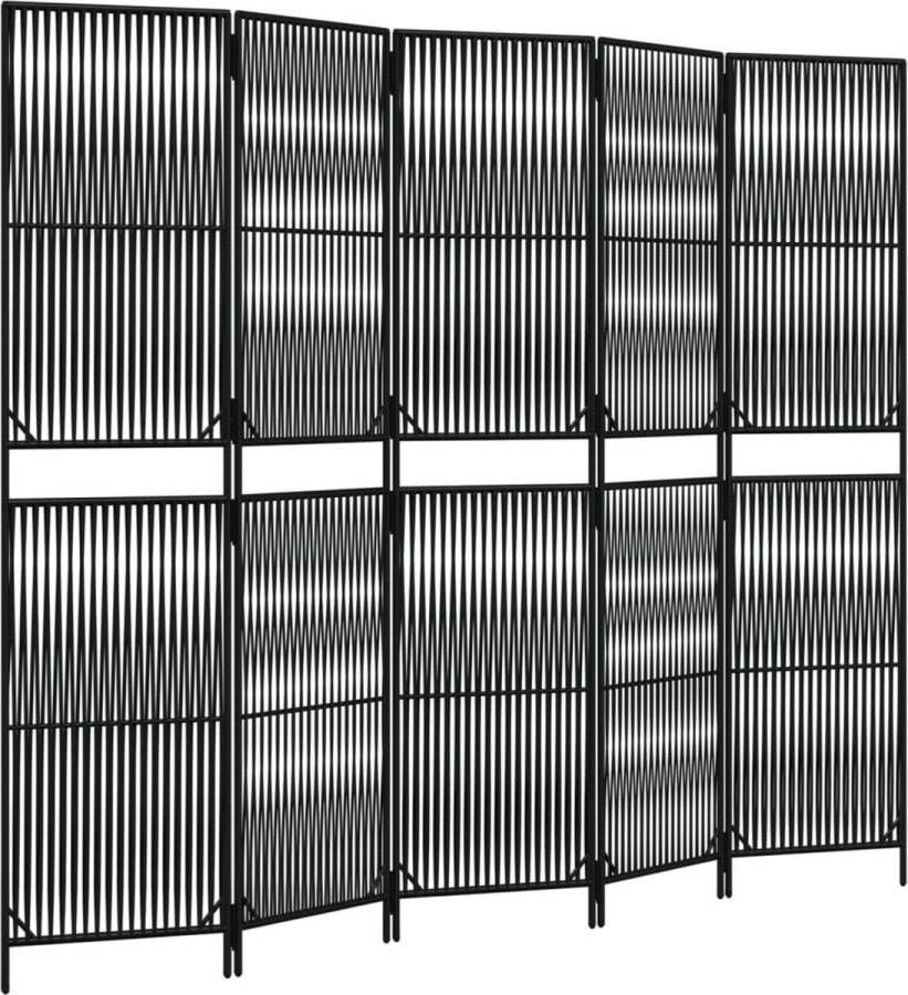 VidaXL -Kamerscherm-5-panelen-poly-rattan-zwart - Foto 3