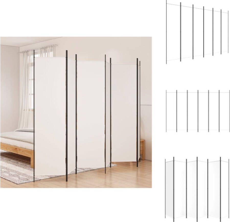 VidaXL Kamerscherm Kamerschermen Scheidingswand Ruimteverdeler Kamerscherm met 6 panelen 300x200 cm stof wit - Foto 2