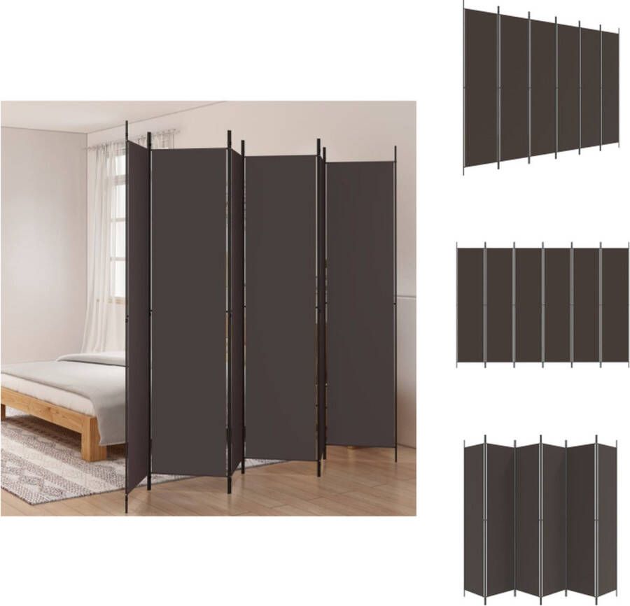 VidaXL Kamerscherm Kamerschermen Scheidingswand Ruimteverdeler Kamerscherm met 6 panelen 300x220 cm stof bruin - Foto 2
