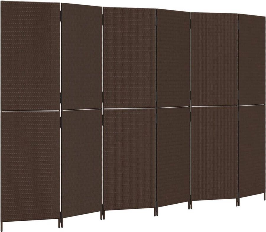 VidaXL -Kamerscherm-6-panelen-poly-rattan-bruin - Foto 6