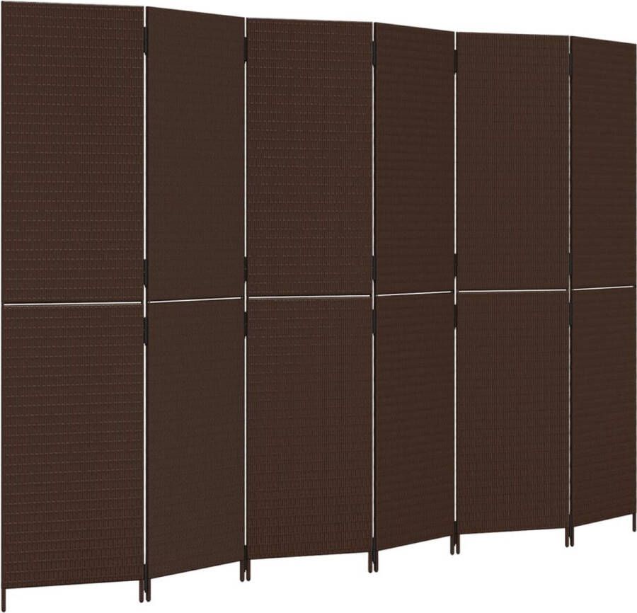 VidaXL -Kamerscherm-6-panelen-poly-rattan-bruin - Foto 3