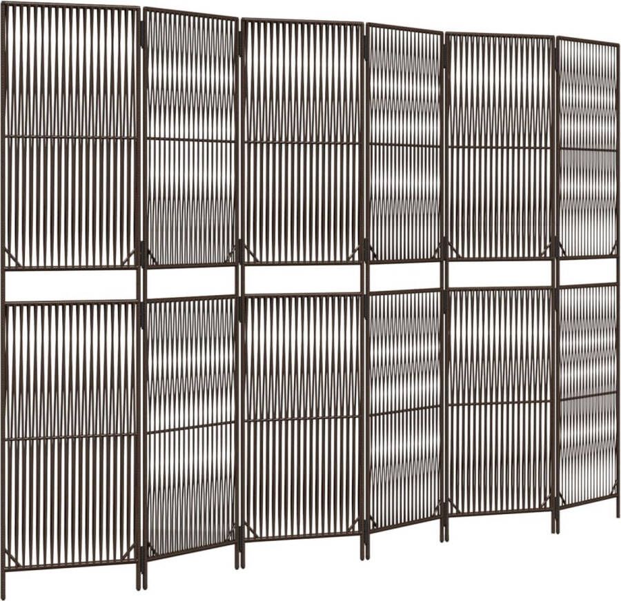 VidaXL -Kamerscherm-6-panelen-poly-rattan-bruin - Foto 4