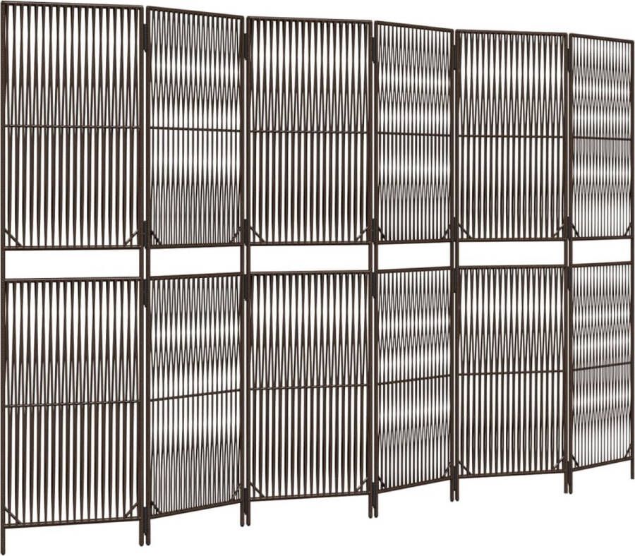 VidaXL -Kamerscherm-6-panelen-poly-rattan-bruin - Foto 3