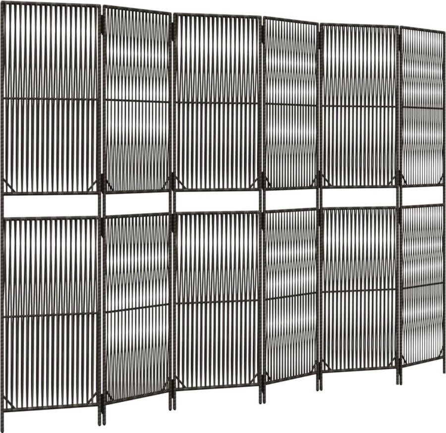 VidaXL -Kamerscherm-6-panelen-poly-rattan-grijs - Foto 3