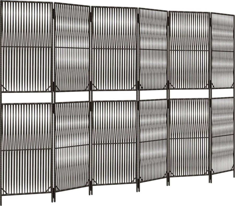 VidaXL -Kamerscherm-6-panelen-poly-rattan-grijs - Foto 3