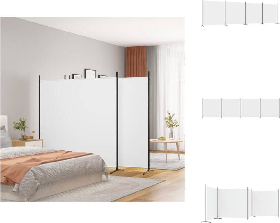 VidaXL Kamerscherm Kamerschermen Scheidingswand Ruimteverdeler Kamerscherm met 4 panelen 698x180 cm stof wit - Foto 2