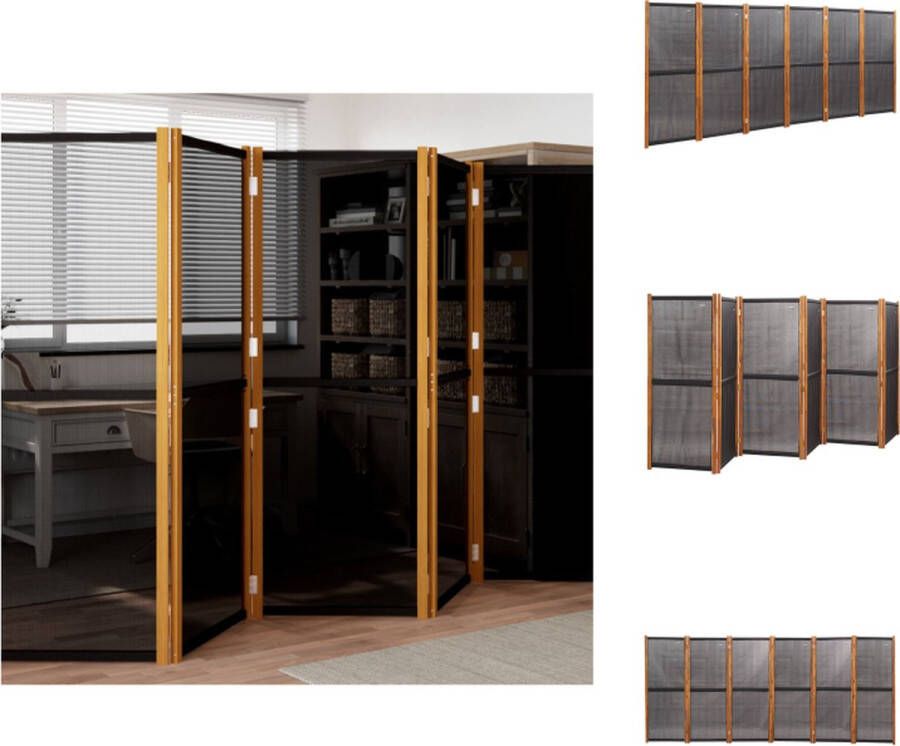 VidaXL Kamerscherm Kamerschermen Scheidingswand Ruimteverdeler Kamerscherm met 6 panelen 420x180 cm zwart - Foto 2