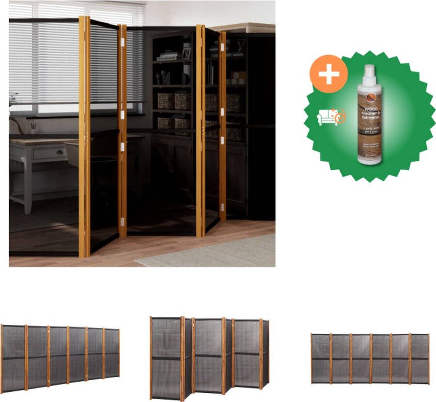 VidaXL Kamerscherm Acaciahout Olieafwerking Textileen 420x180cm (BxH) Kamerscherm Inclusief Houtreiniger en verfrisser