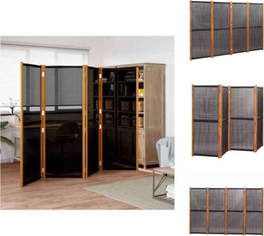 VidaXL Kamerscherm Kamerschermen Scheidingswand Ruimteverdeler Kamerscherm met 4 panelen 280x180 cm zwart - Foto 2