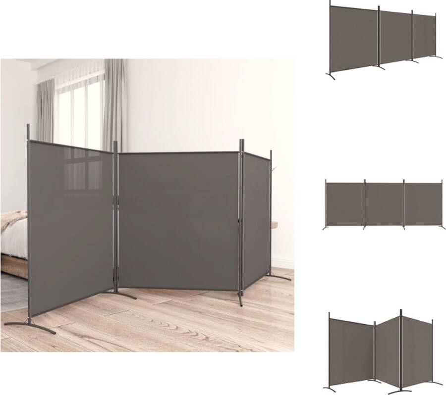 VidaXL Kamerscherm Kamerschermen Scheidingswand Ruimteverdeler Kamerscherm met 3 panelen 525x180 cm stof antracietkleurig - Foto 2