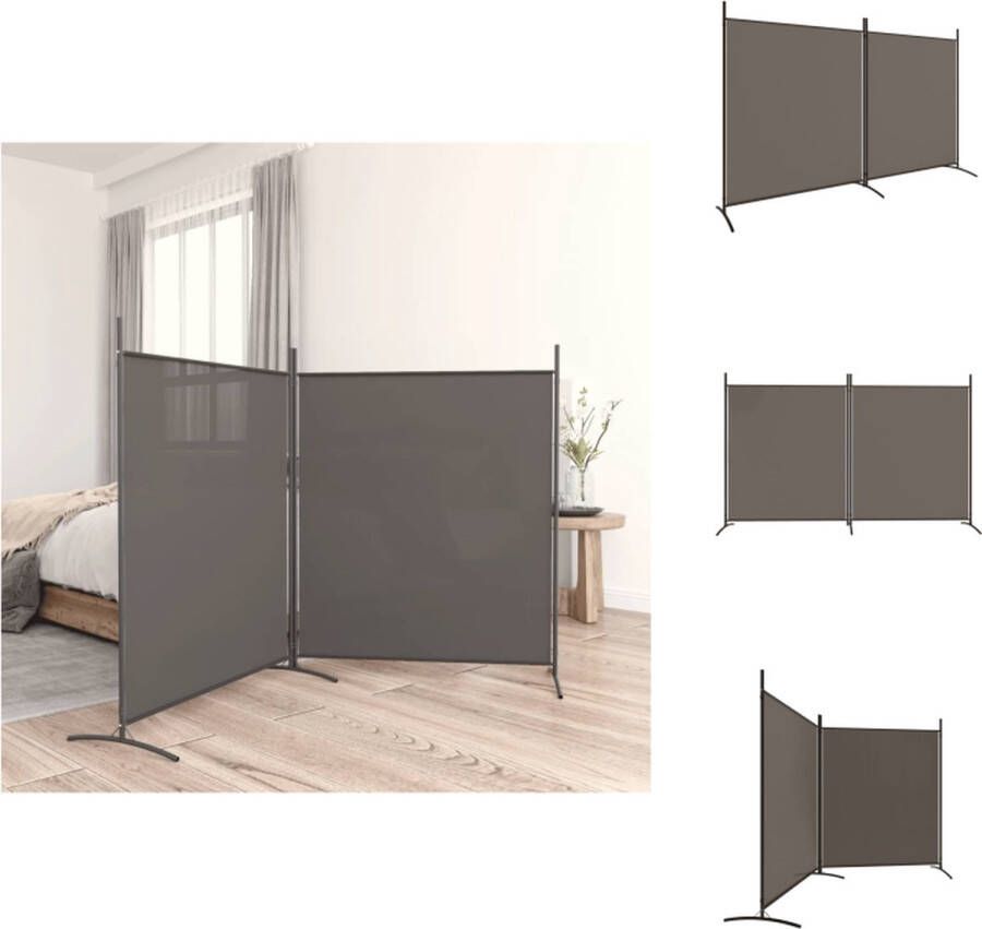VidaXL Kamerscherm Kamerschermen Scheidingswand Ruimteverdeler Kamerscherm met 2 panelen 346x180 cm stof antracietkleurig - Foto 2