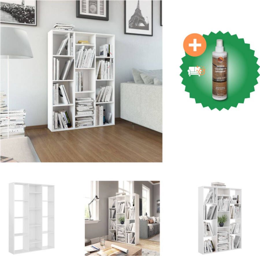 VidaXL Kamerscherm boekenkast 100x24x140 cm bewerkt hout hoogglans wit Kamerscherm Inclusief Houtreiniger en verfrisser