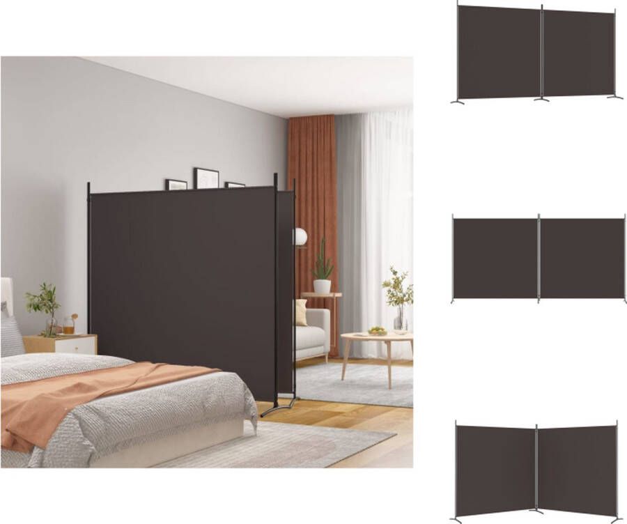 VidaXL Kamerscherm Kamerschermen Scheidingswand Ruimteverdeler Kamerscherm met 2 panelen 348x180 cm stof bruin - Foto 2