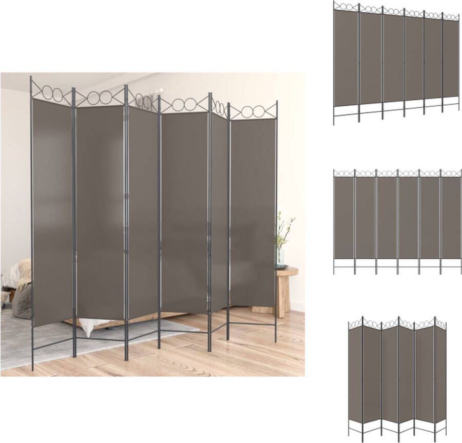 VidaXL Kamerscherm Duurzaam Materiaal- Stof en ijzer Afmetingen- 240 x 220 cm Kleur- Antraciet Kamerscherm