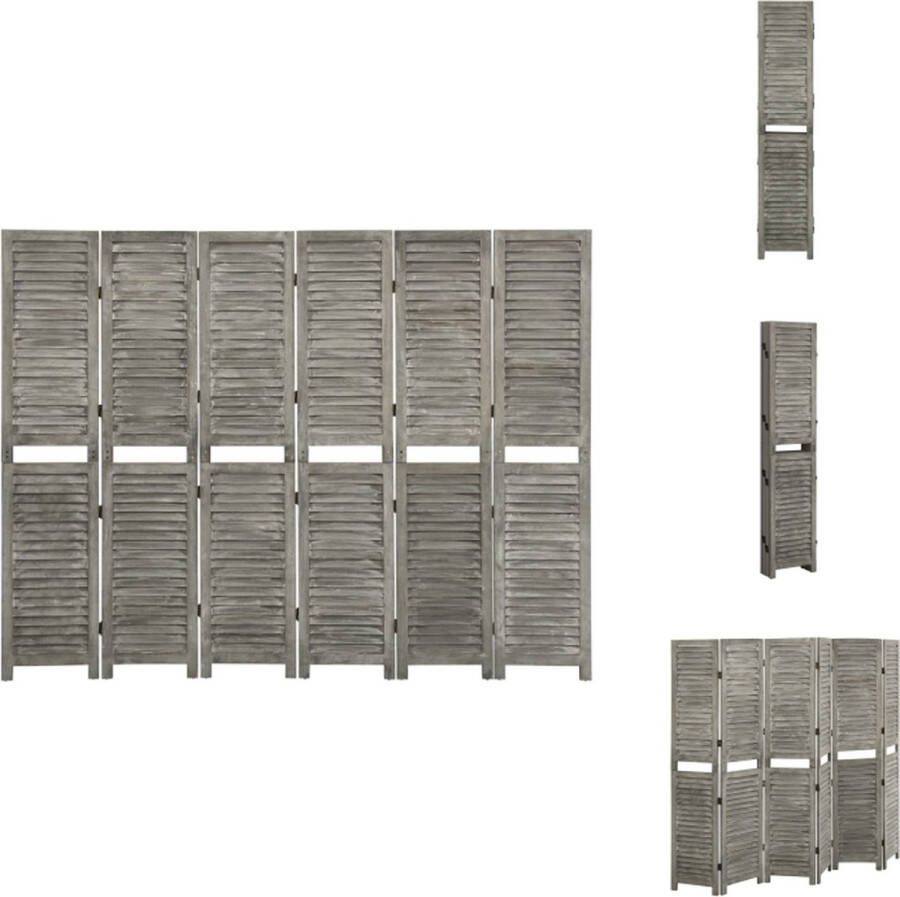 VidaXL Kamerscherm Kamerschermen Privacyscherm Klapscherm Kamerscherm met 6 panelen 214x166 cm massief hout grijs - Foto 2