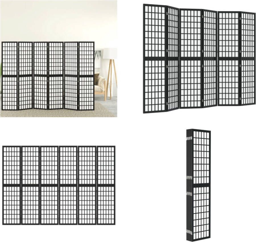 VidaXL Kamerscherm inklapbaar 6 panelen Japanse stijl 240x170 cm zwart Kamerscherm Kamerschermen Privacyscherm Ruimteverdelingsscherm