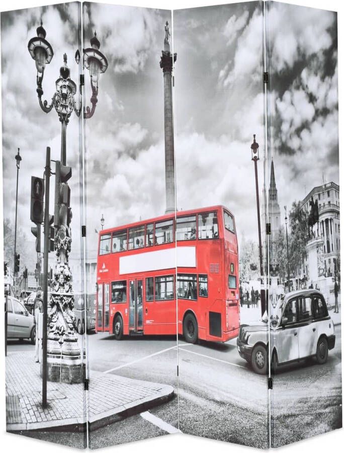 vidaXL Kamerscherm inklapbaar Londen bus 160x170 cm zwart en wit Kamerscherm Inclusief Onderhoudsset