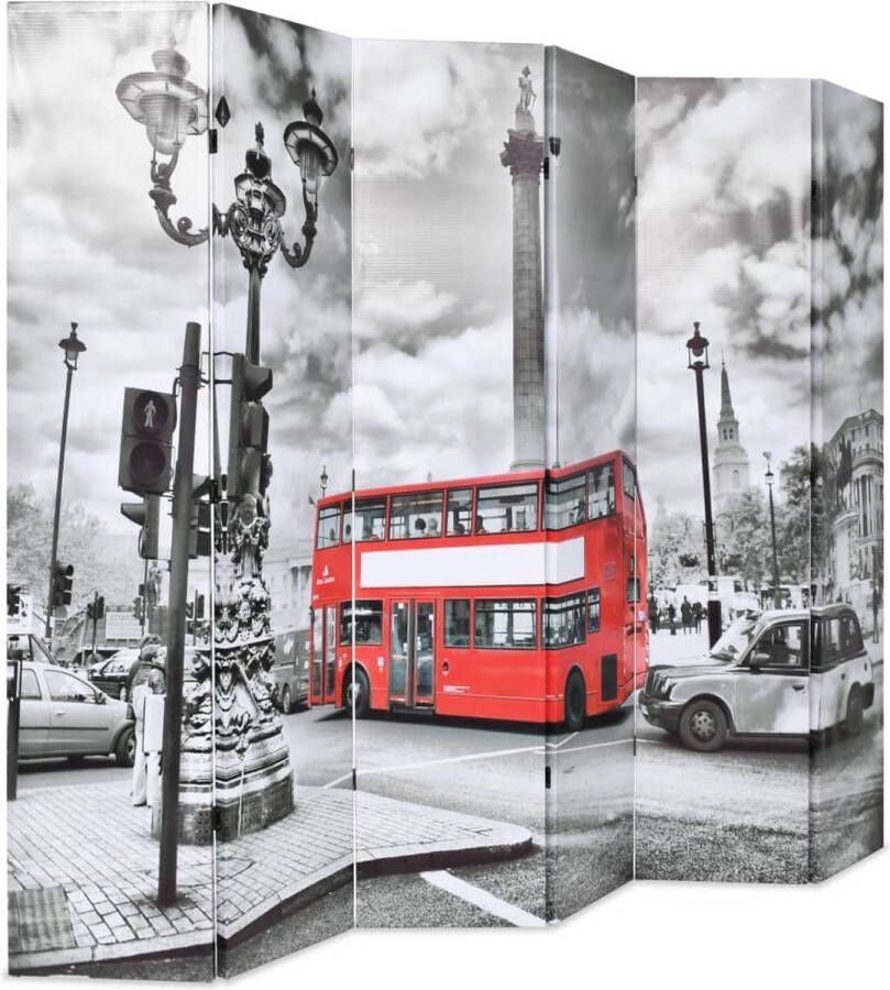 VidaXL -Kamerscherm-inklapbaar-Londen-bus-228x170-cm-zwart-en-wit