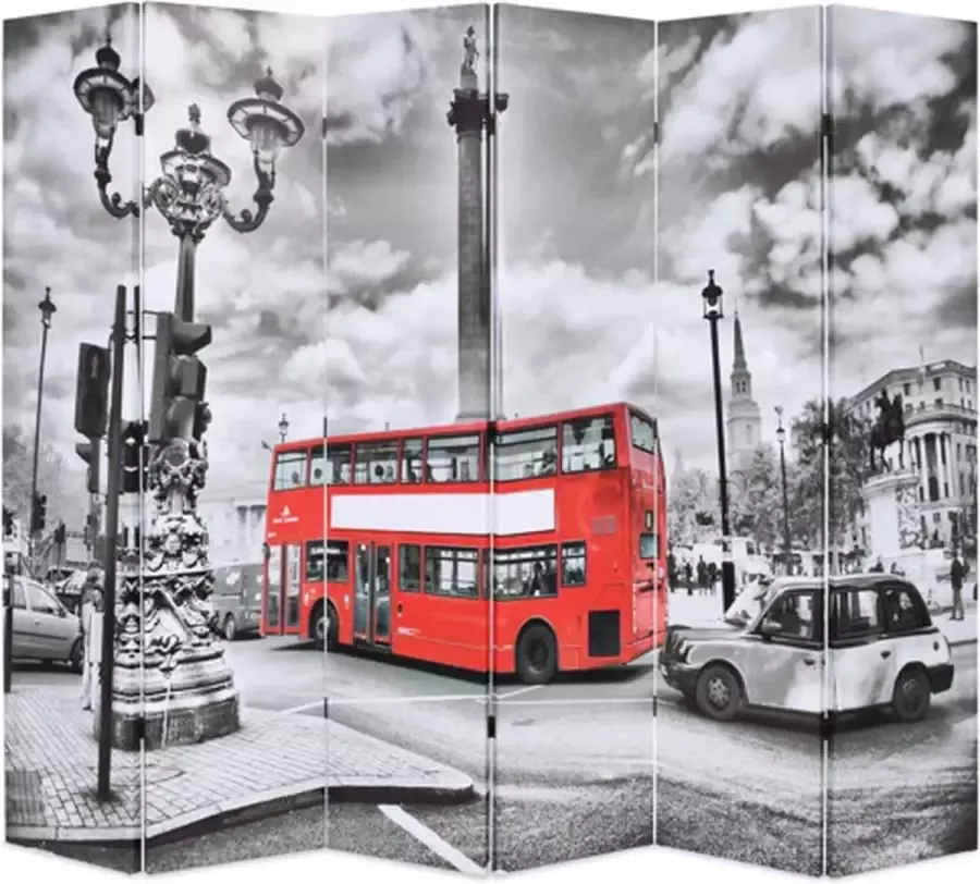 VidaXL -Kamerscherm-inklapbaar-Londen-bus-228x170-cm-zwart-en-wit - Foto 3