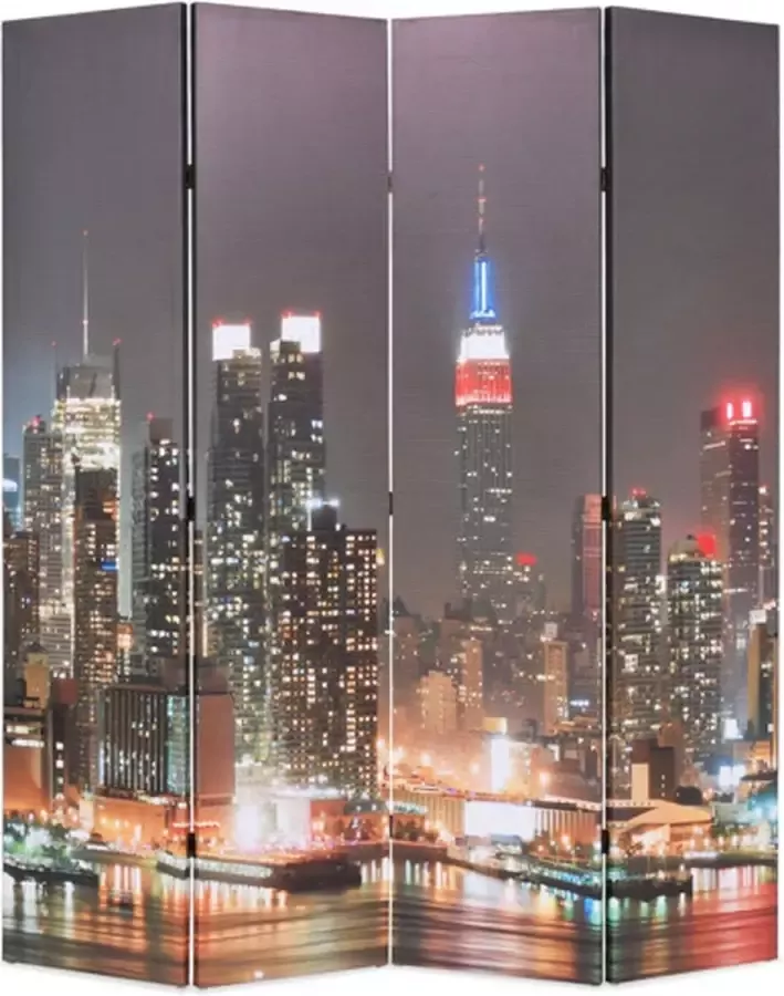 VIDAXL Kamerscherm inklapbaar New York bij nacht 160x170 cm