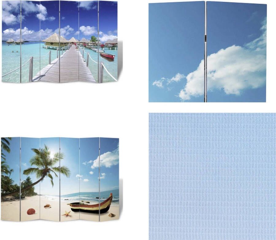 VidaXL Kamerscherm inklapbaar strand 217x170 cm Scheidingswand Scheidingswanden Ruimteverdeler Ruimteverdelers