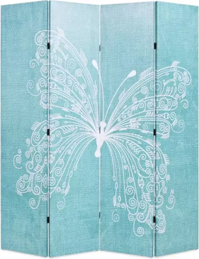 VIDAXL Kamerscherm inklapbaar vlinder 160x170 cm blauw - Foto 2