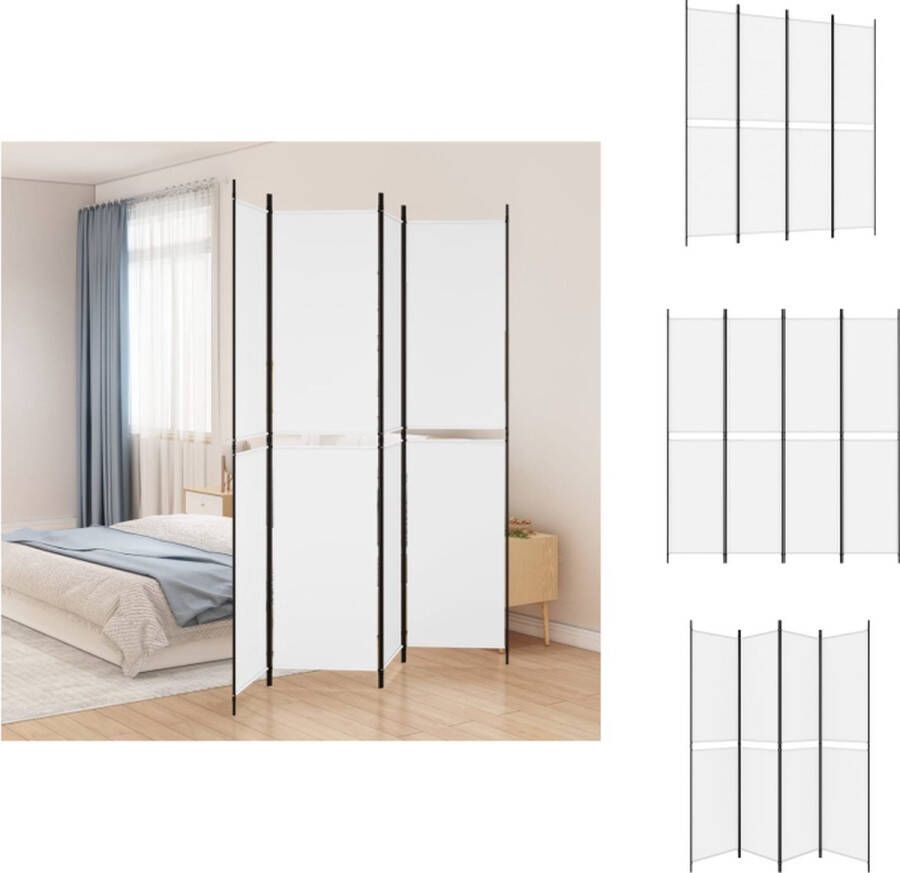 VidaXL Kamerscherm Inklapbaar Wit 200 x 220 cm Stof (100% polyester) en ijzer Kamerscherm