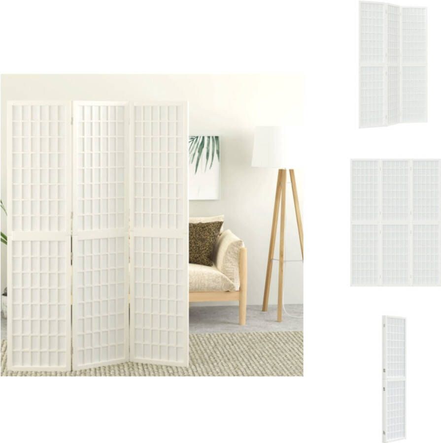 VidaXL Kamerscherm Kamerschermen Privacyscherm Ruimteverdelingsscherm Kamerscherm inklapbaar 3 panelen Japanse stijl 120x170 cm wit - Foto 2