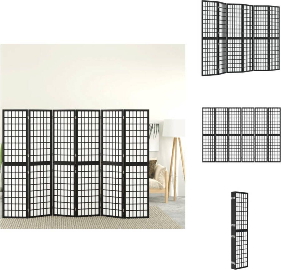 VidaXL Kamerscherm Kamerschermen Privacyscherm Ruimteverdelingsscherm Kamerscherm inklapbaar 6 panelen Japanse stijl 240x170 cm zwart