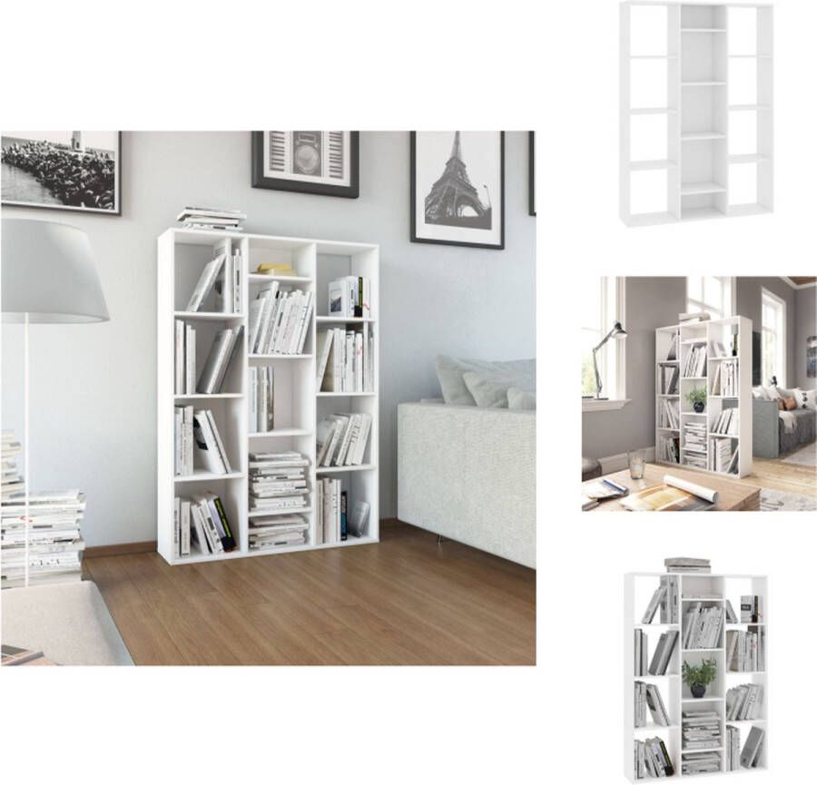 VidaXL Scheidingswand Scheidingswanden Kamerverdeler Kamerverdelers Kamerscherm boekenkast 100x24x140 cm bewerkt hout wit - Foto 2