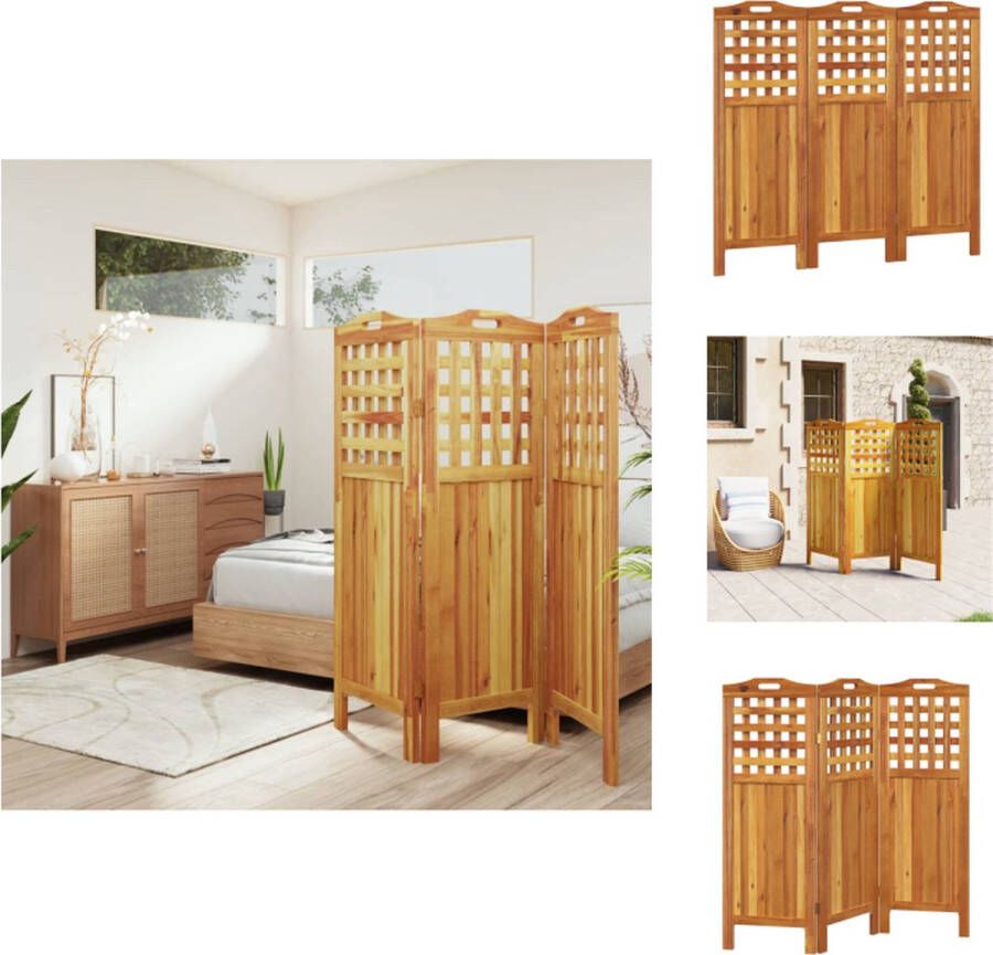 VidaXL Kamerscherm Kamerschermen Scheidingswand Ruimteverdeler Kamerscherm met 3 panelen 121 5x2x115 cm massief acaciahout - Foto 2